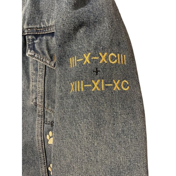 Jean Jacket Womens Small Blue Denim Medium Wash Button Front Custom Patches - Picture 4 of 10